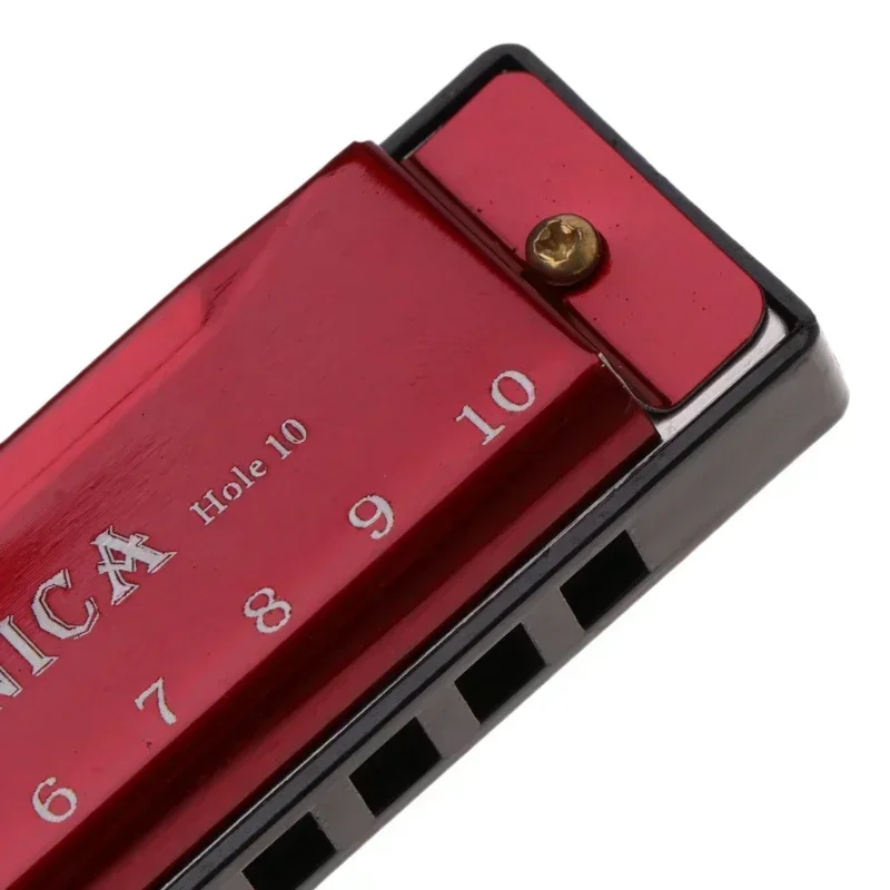 التيتانيوم النحاس الأساسية 10 حفرة البلوز هارمونيكا المعادن هارمونيكا مفتاح C لوني مقياس هارمونيكا مع صندوق للأطفال المبتدئين #6