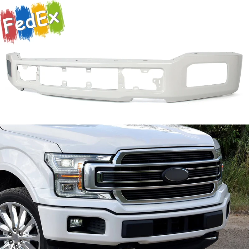 

Crash-Proof Bumper Face Bar w/ Fog Lights Hole Front Bumper Surround Body Kit Fit For Ford F150 Lariat 2018-2020 White Platinum