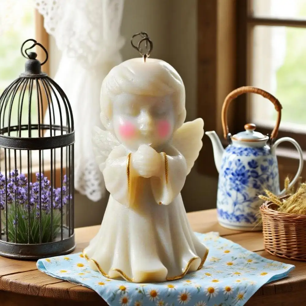 

Cute Boy Angel Prayer Candle Mold with Wings And Prayer Poses for DIY Aromatherapy Home Decoration Christmas Theme