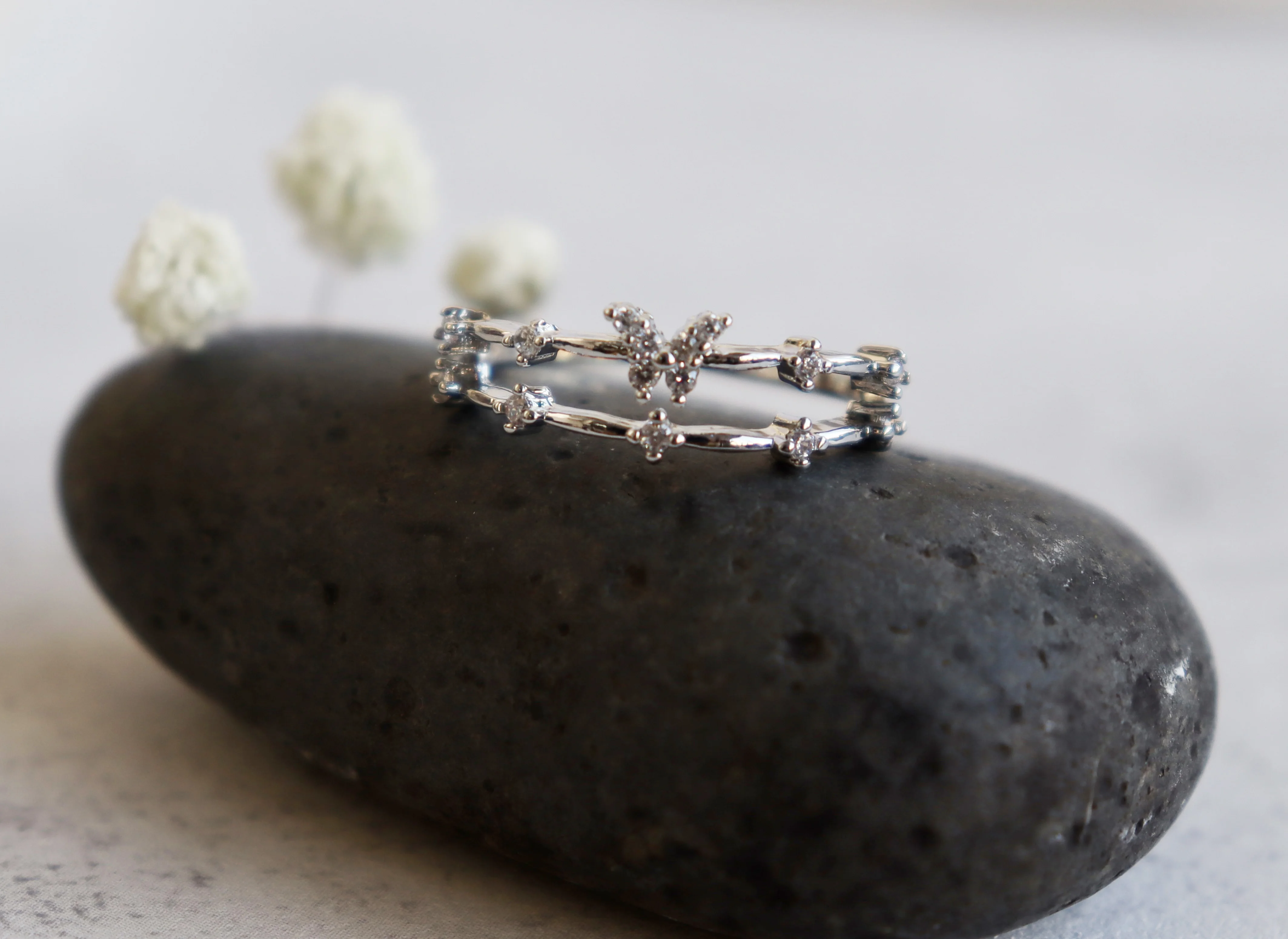 انخفاض الشحن الفضة حساسة لامعة 18K الذهب مطلي الفراشة الدائري #2