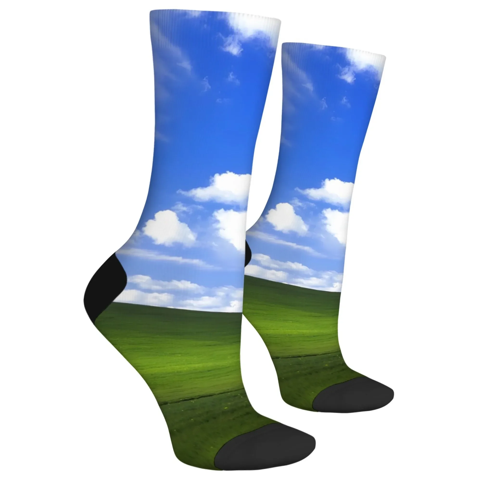 ถุงเท้าผู้ชายลายวอลเปเปอร์คลาสสิก Windows XP สไตล์ฮิปฮอป ฮาราจูกุ ย้อนยุค ถุงเท้าบีบอัด ลายแปลกใหม่ สนุกสนาน ตลกๆ ของขวัญสำหรับงานปาร์ตี้สุดมันส์