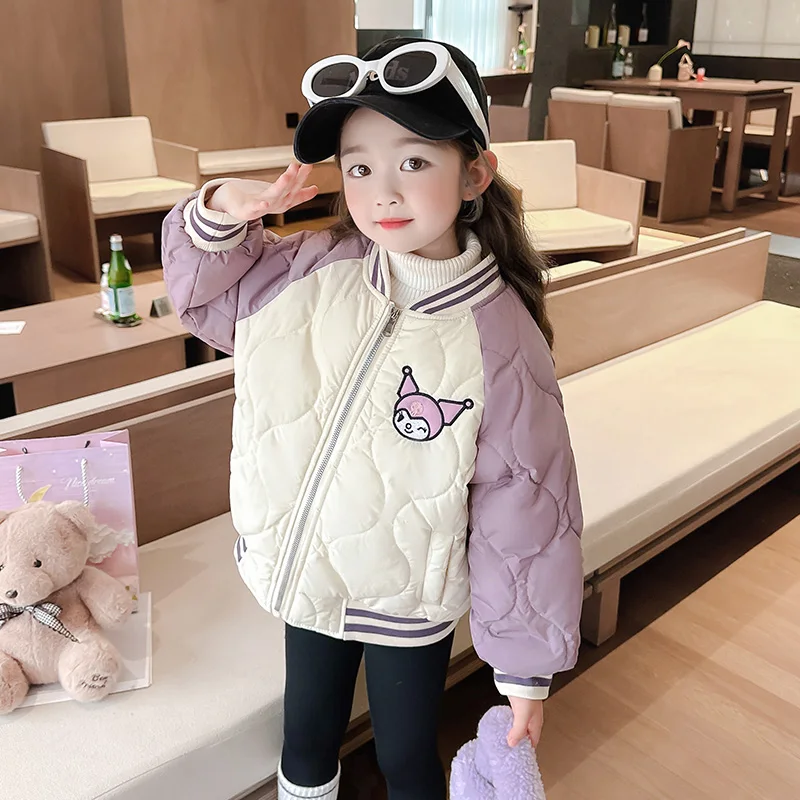 

Girl's autumn and winter Anime Kuromi baseball jersey cartoon sweet cool sports cotton jacket Children's winter cotton jacket