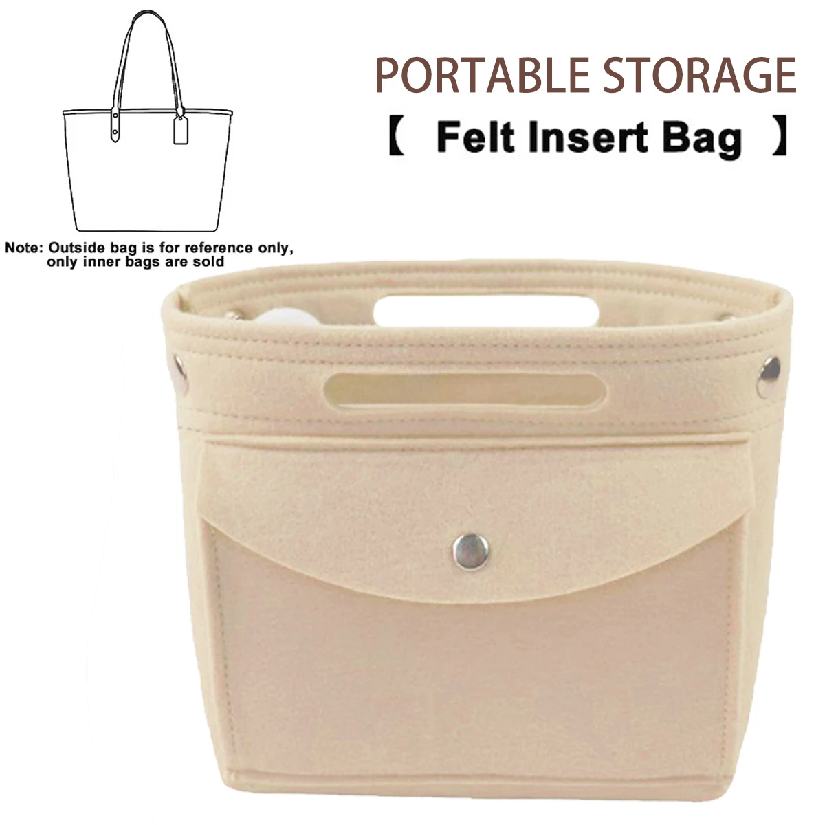 

Felt Insert Organizer Bag, Minimalist Solid-color Wallet Insert with Multi-functional Compartments for Cosmetics & bag Storage