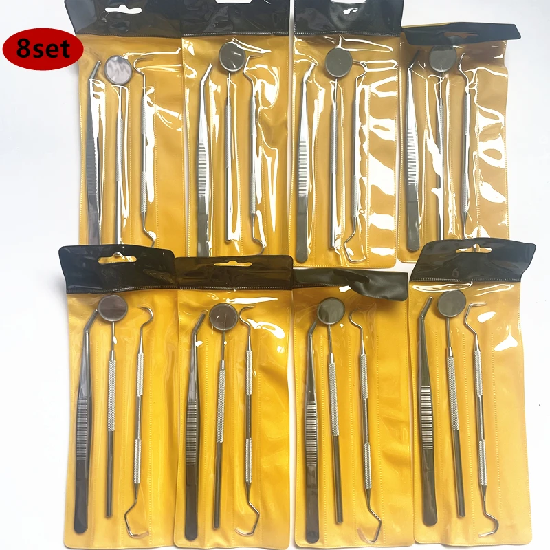 

8set Dental Mirror Kit Dentistry Lab Mouth Mirror Dentists Pick Tool Teeth Scaler Dentist Tools Dental Materials Kits 3 pcs/set