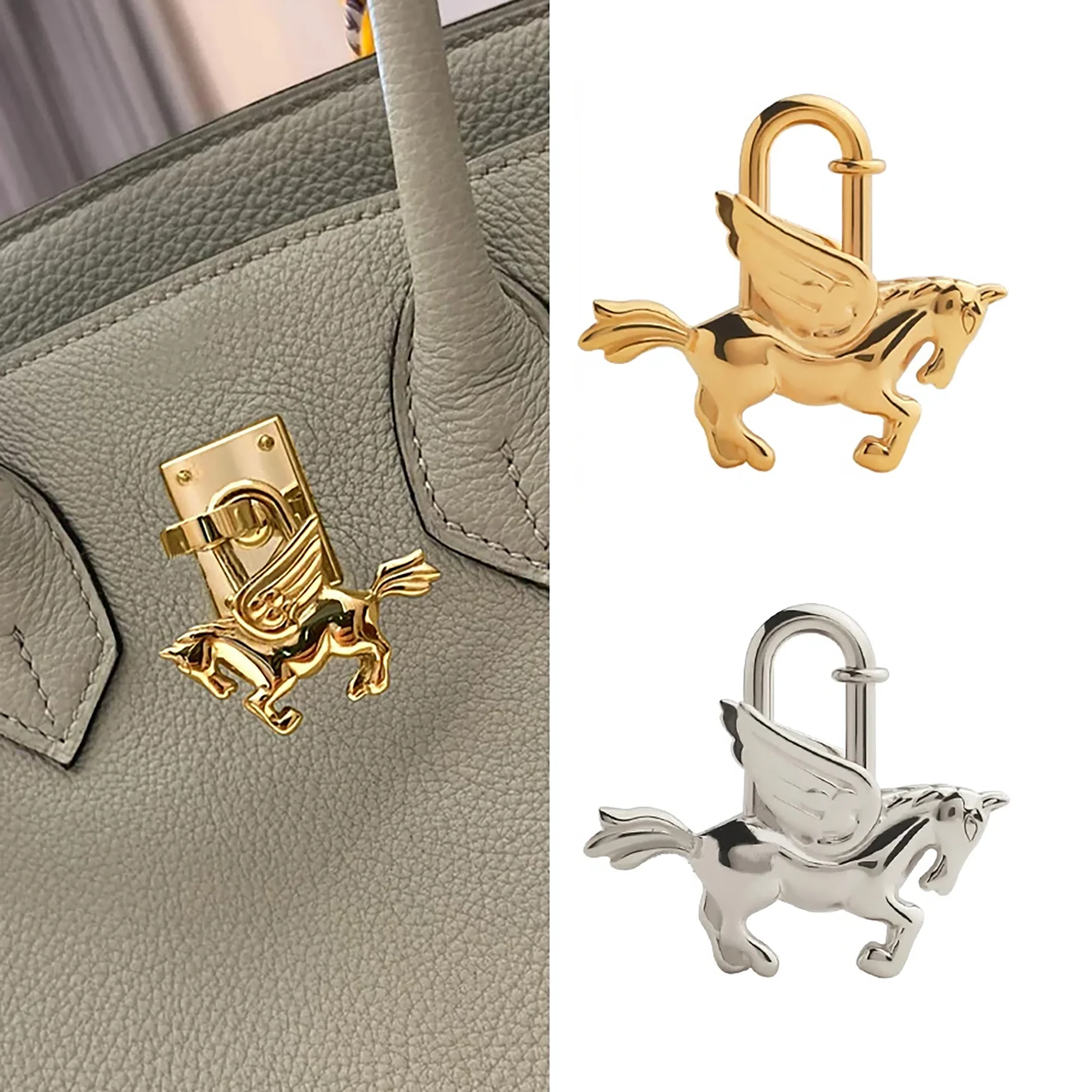 

Элитный металлический кулон-замок в виде животного (Пегас) для сумок Birkin и Kelly, цельностальной, высококачественный, для сумок и в качестве кулона-ожерелья