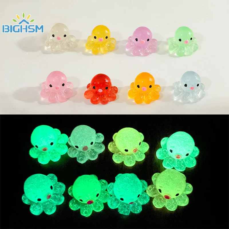 1Pcs Cartoon Mini Octopus Luminous Toy Cute Decorations Kids Miniature Figurines Gifts Fish Tank Aquarium Decoration Accessories