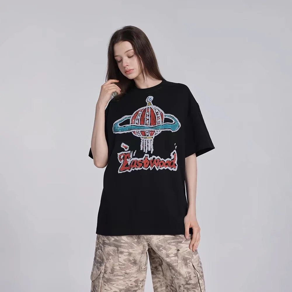 

2025 Summer New Fashion Luxury Brand Korean Style Trendy Pure Cotton High Quality Printed Pattern Designer Unisex