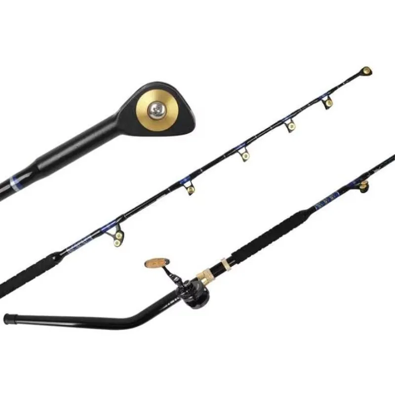 

130lbs 1.98M Deep Sea Trolling Pole Bent Butt Saltwater Heavy Fishing Tuna Big Game Trolling Rod Wholesale