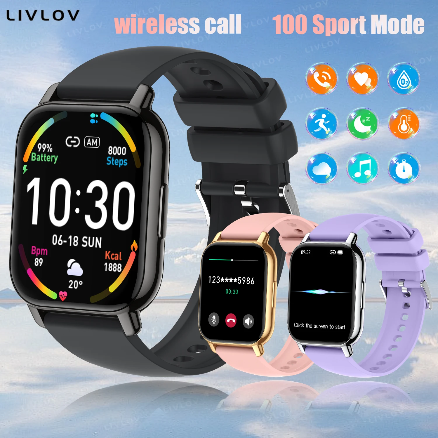 Bluetooth Call Smart Watch for Women/ Men, 1.85'' HD Screen Activity Tracker with 100+Sports/ Sleep Monitor/ Sedentary Alert