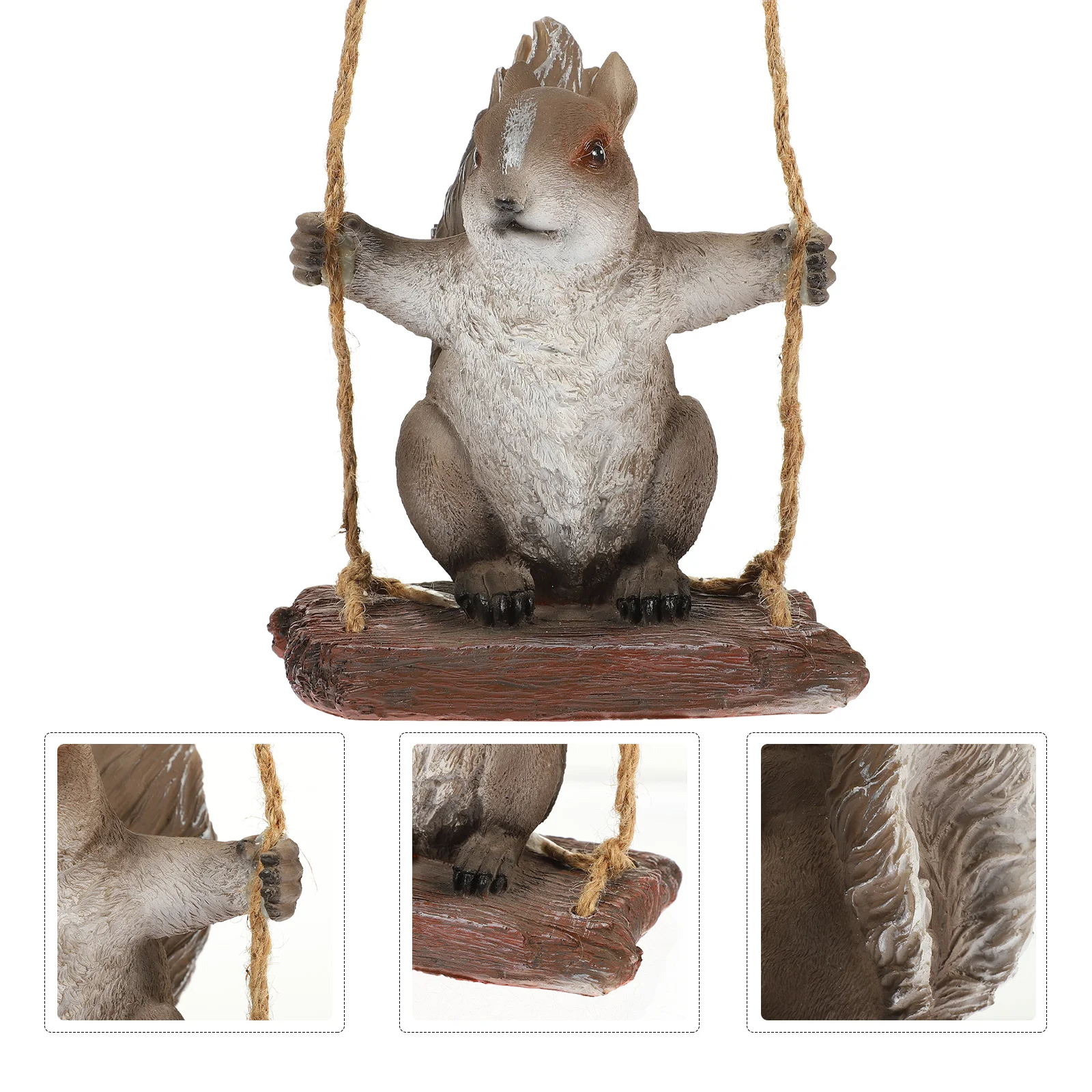 

Resin Squirrel Statue Unique Realistic Garden Swing Hanging Decor Lightweight Portable Outdoor Tree Pendant Garden Pendant
