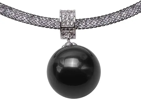 Favorite Pearl Jewelry Women Pendant Necklace South Sea Black Shell Pearl Necklace 16mm Round Beads Charming Party Lady Gift