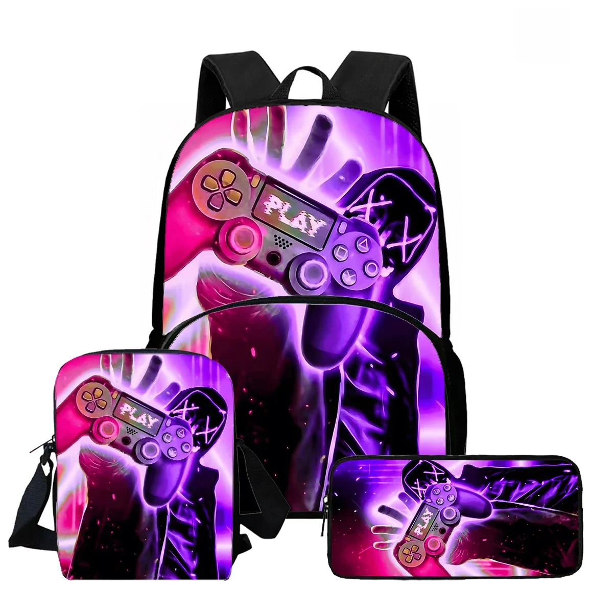 

Child School Backpack with Front Pocket,Shoulder Bags,Pencil Bags for Aged 5-10,Cartoon Game con-tro-ller School Bags for Boys