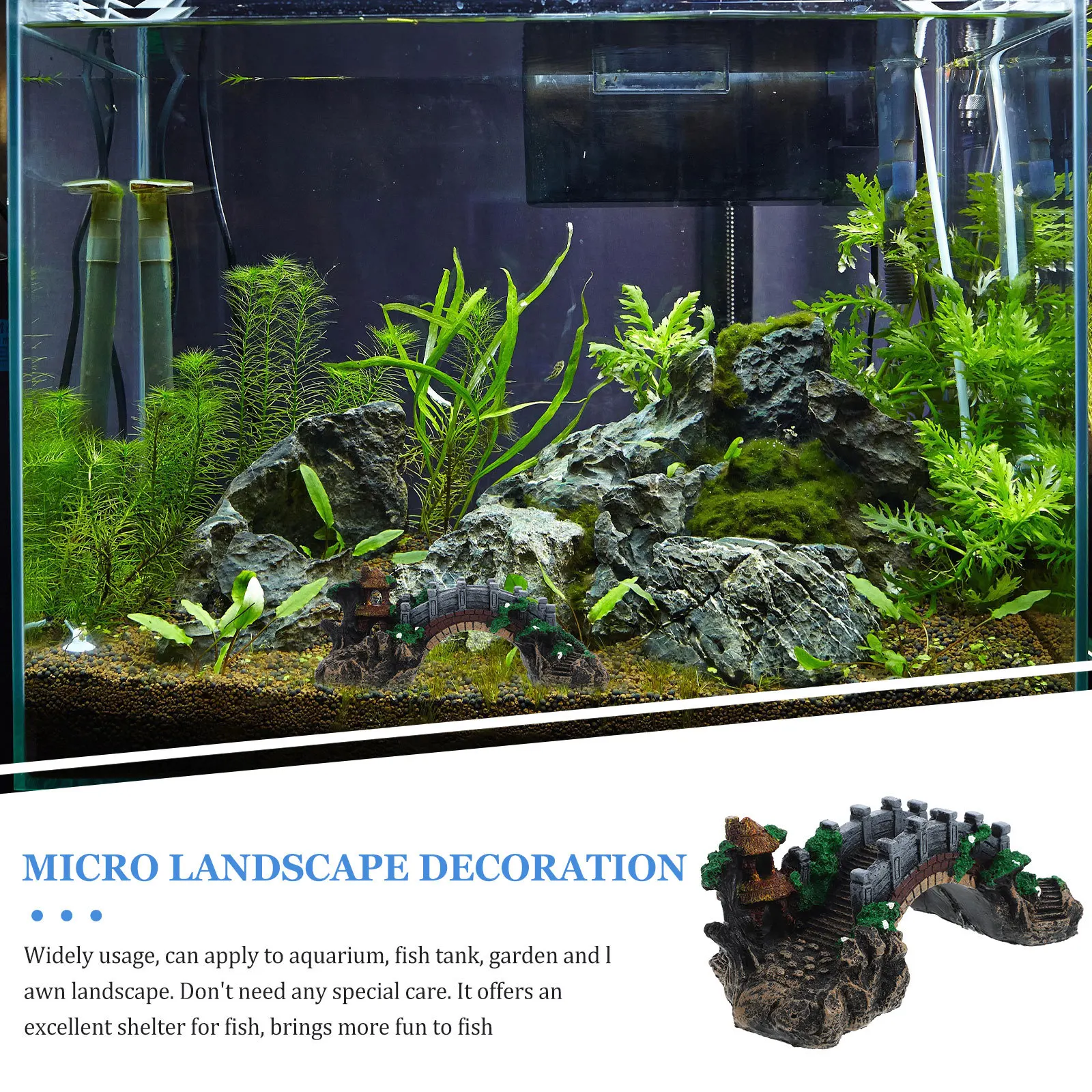

Simulation Bridge Decor Resin Aquarium Ornament Underwater Fish Tank Hideout Craft Realistic Pond Decoration Aquatic Supplies