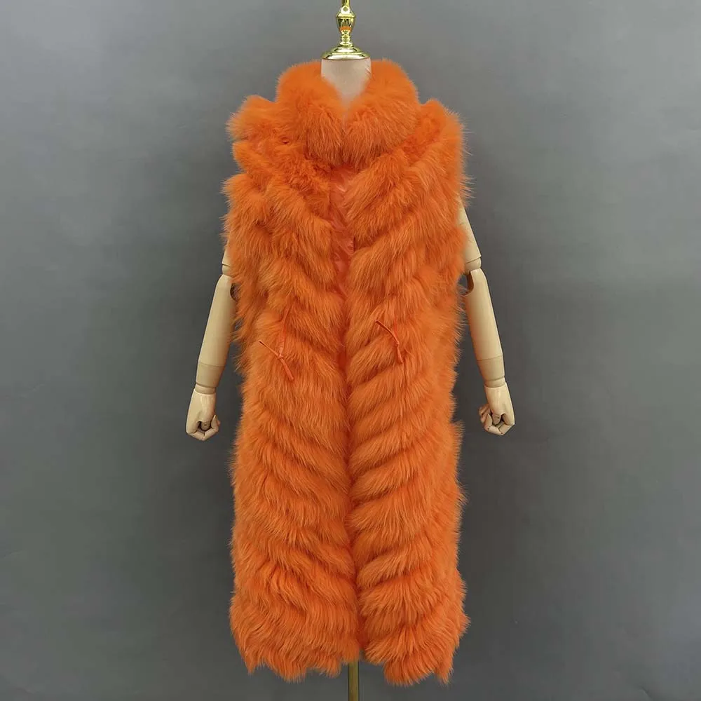 MISSJANEFUR Reversible Pelz Weste Lange Frauen 2022 Neue Mode Luxus Flauschigen Echt Fox Pelz Großhandel Weibliche Winter Jacken