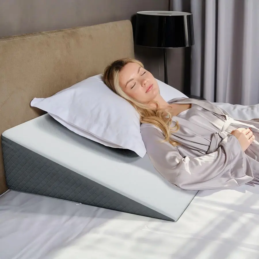 

Extra Wide Bed Wedge Pillow for Sleep Apnea, Acid Reflux, and Back Pain Relief, with Chic Jacquard Cover Headboard GERD Pillow W