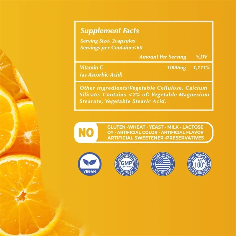 Vitamin C - Promote Skin, Hair, Nails and Immune Health, Antioxidants