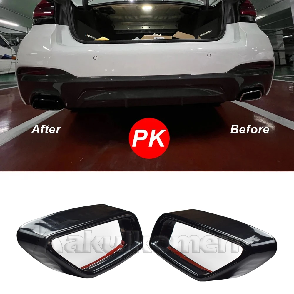 Für BMW 5er Serie G30 G31 2018-2021 Edelstahl Schwarz Auspuffrohr-Abdeckung Aufkleber Außenmodifikation Auto-Zubehör – Detail 3
