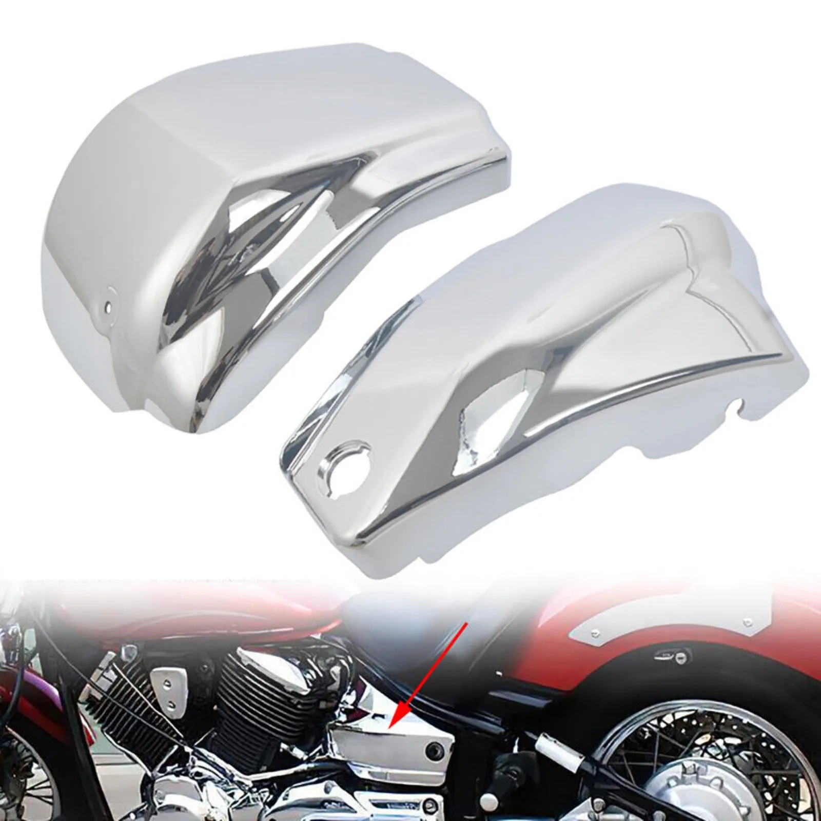 Battery Side Fairing Chrome Covers For Yamaha Vstar XVS1100 Classic Custom 1999-2011 Chrome