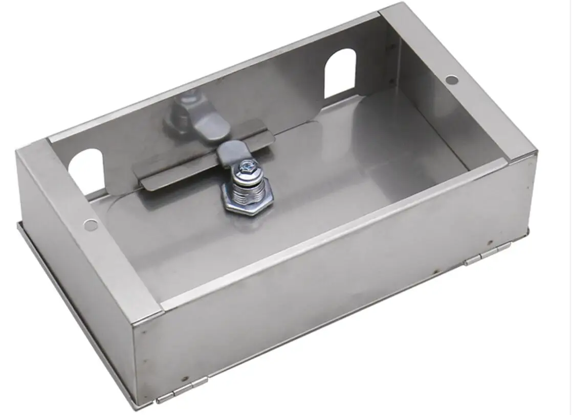 Stainless steel outdoor waterproof socket box lock box with lock anti-theft electric outdoor metal splash box waterproof