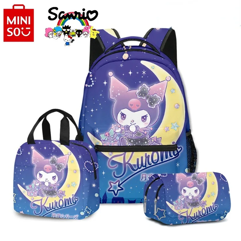 sanrio Kulomi Student School Bag Fashionable and High Quality 3-piece Work Backpack Cartoon Large Capacity Insulated Meal Bag