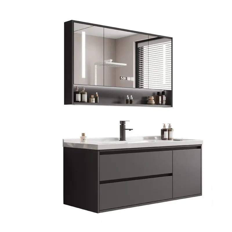 Vertical Light Bathroom Cabinet Modern Wooden Luxury Mirror Storage Bathroom Cabinet Drawers Washing Badezimmerschrank Furniture