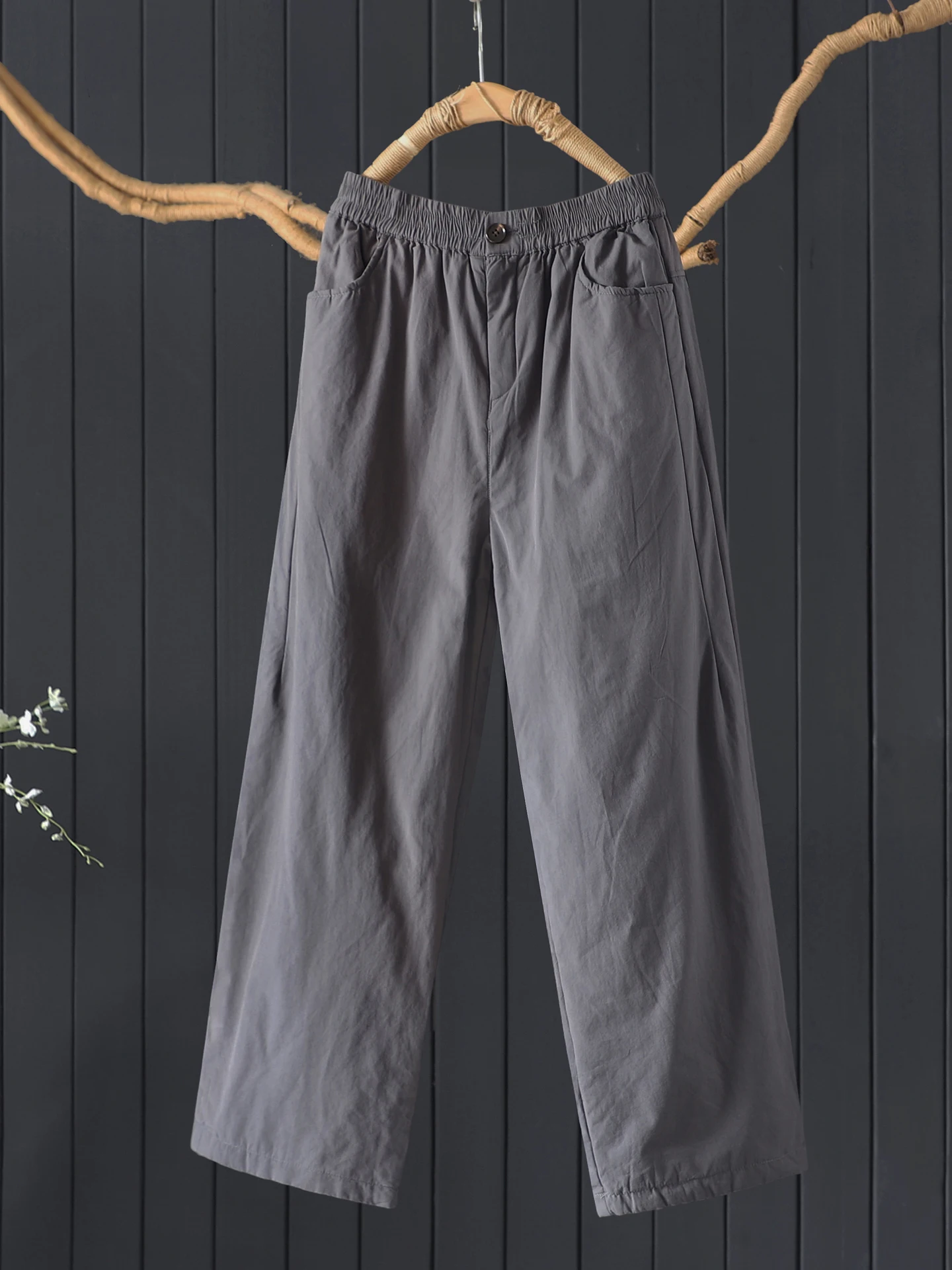 100% coton femmes pantalons décontractés nouveauté 2025 automne Style Simple couleur unie femme épais chaud pantalon droit M2124