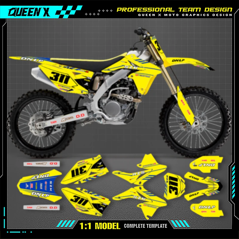 

QUEEN X MOTO Custom Team Motorcycle Graphics Background Decal Stickers Kit For SUZUKI RMZ250 2010 2011 2012 2013-2018 RMZ250 009