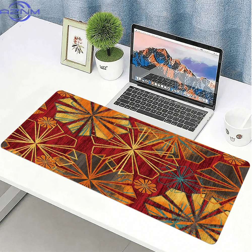 1pc Retro Golden Floral Pattern Mouse Pad, Extended Non-Slip Desk Mat for Keyboard and Mouse, Precision Sewn Edge Table Mat for