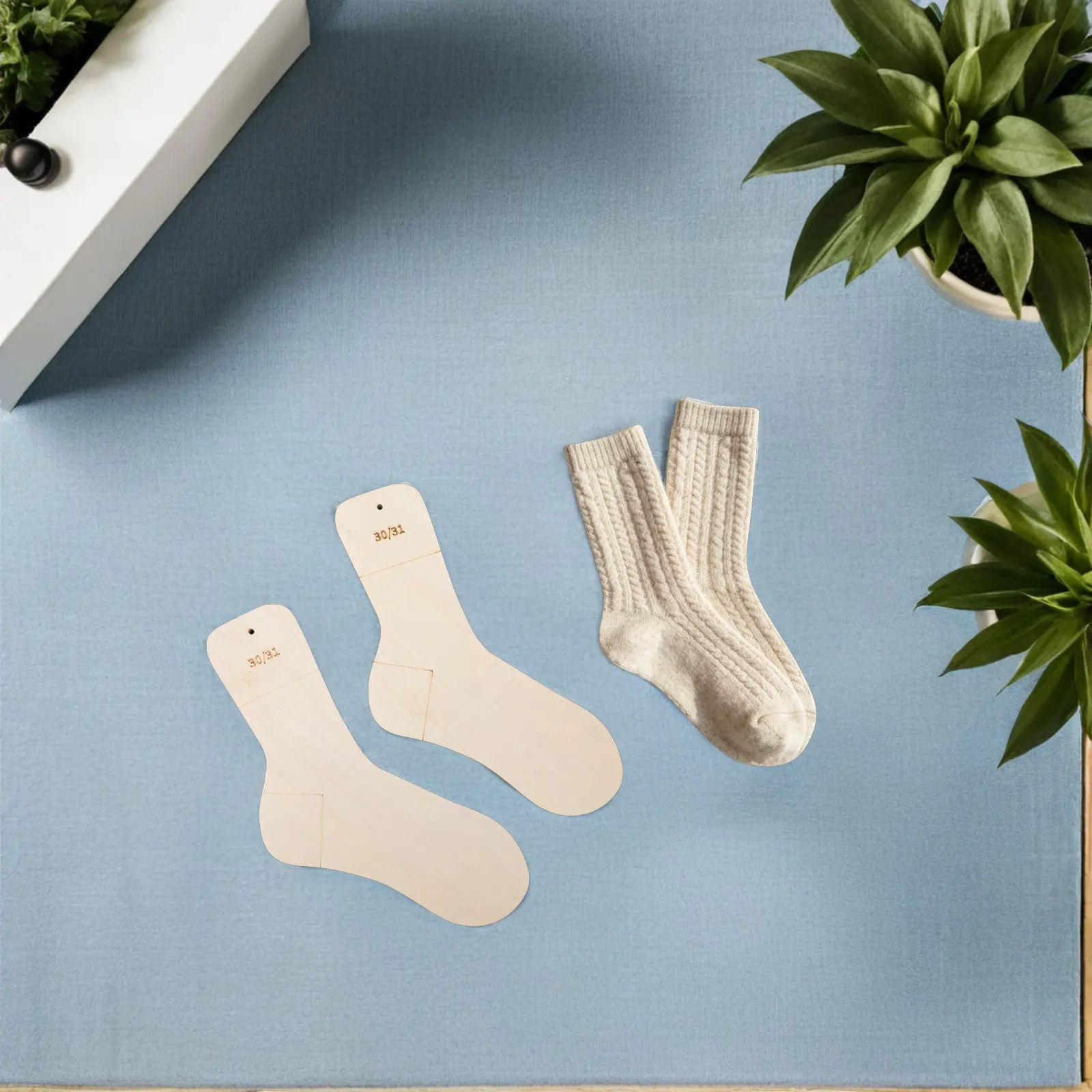 

10Pcs Wooden Sock Blockers Kit - Natural Wood Sock Shaping Blockers for Hand Blocking Crochet Form Tools