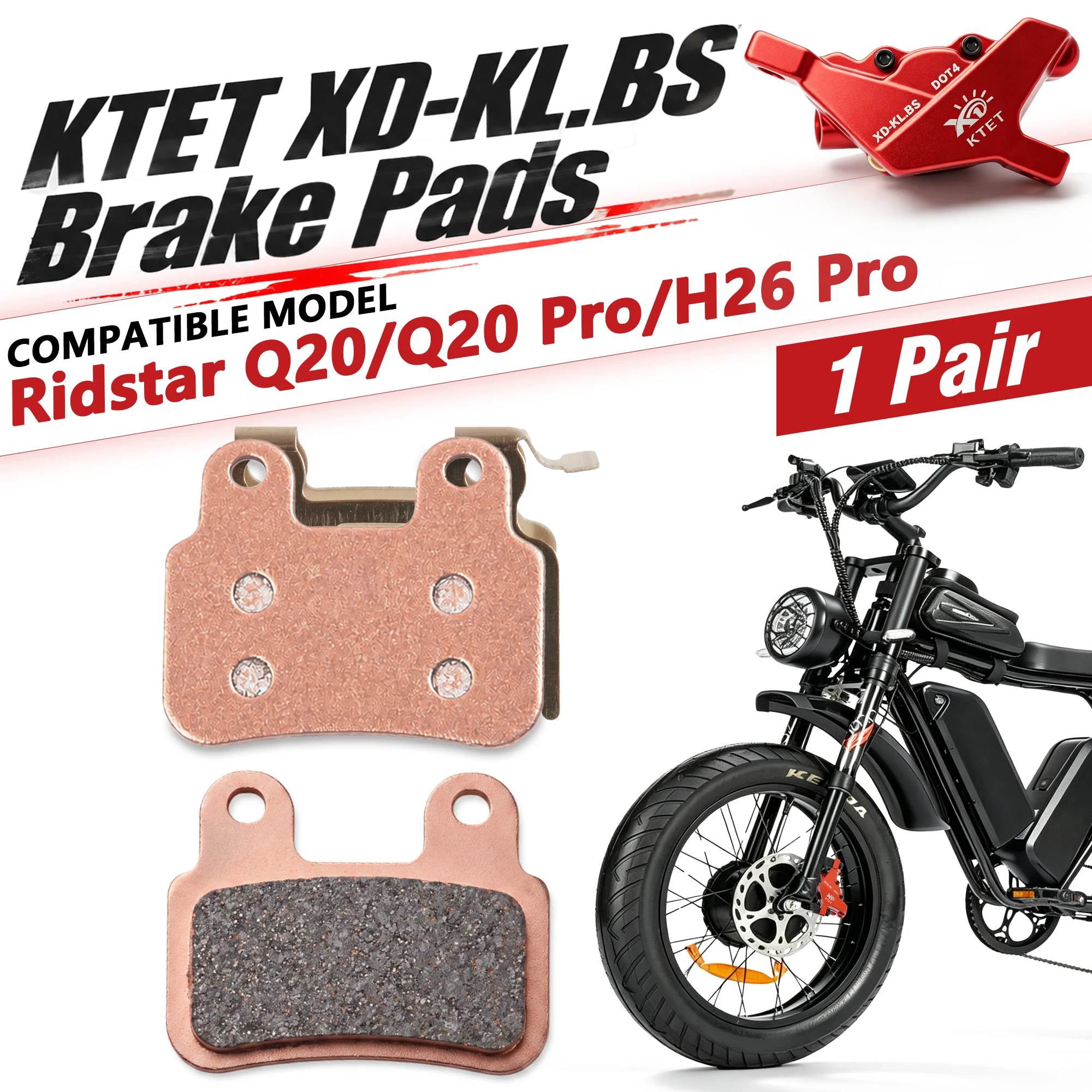 Semi-Metal Brake Pads for XD-KLBS-DOT4 XD-KLBS-DOTS Brake Calipers, Ridstar Q20 Q20 Pro H26 Pro