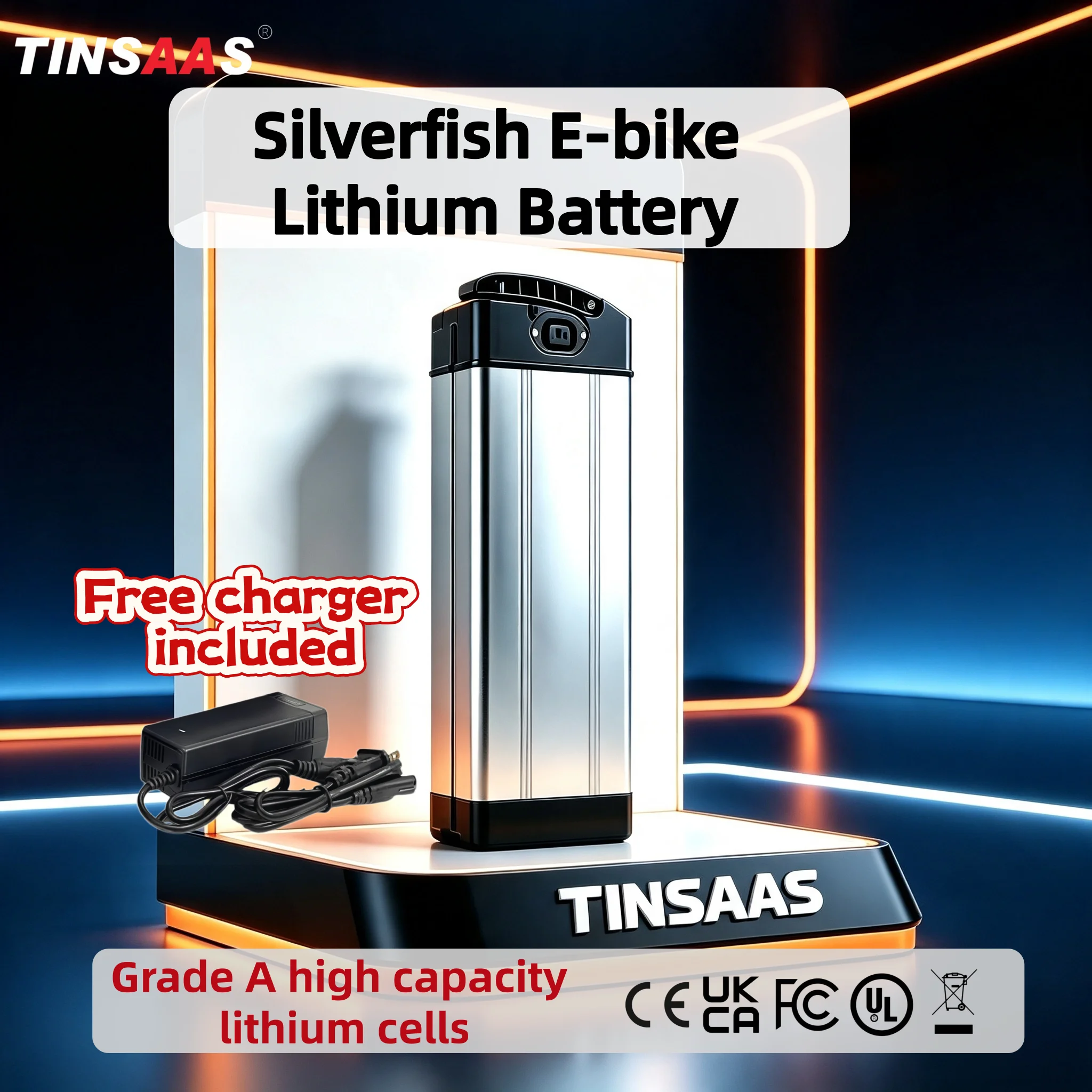 Silverfish Folding E-bike Battery Pack 36V 48V 24.5Ah 18650 Li-Ion Electric Bike Built-in BMS For Bafang Motors 250W-1000W