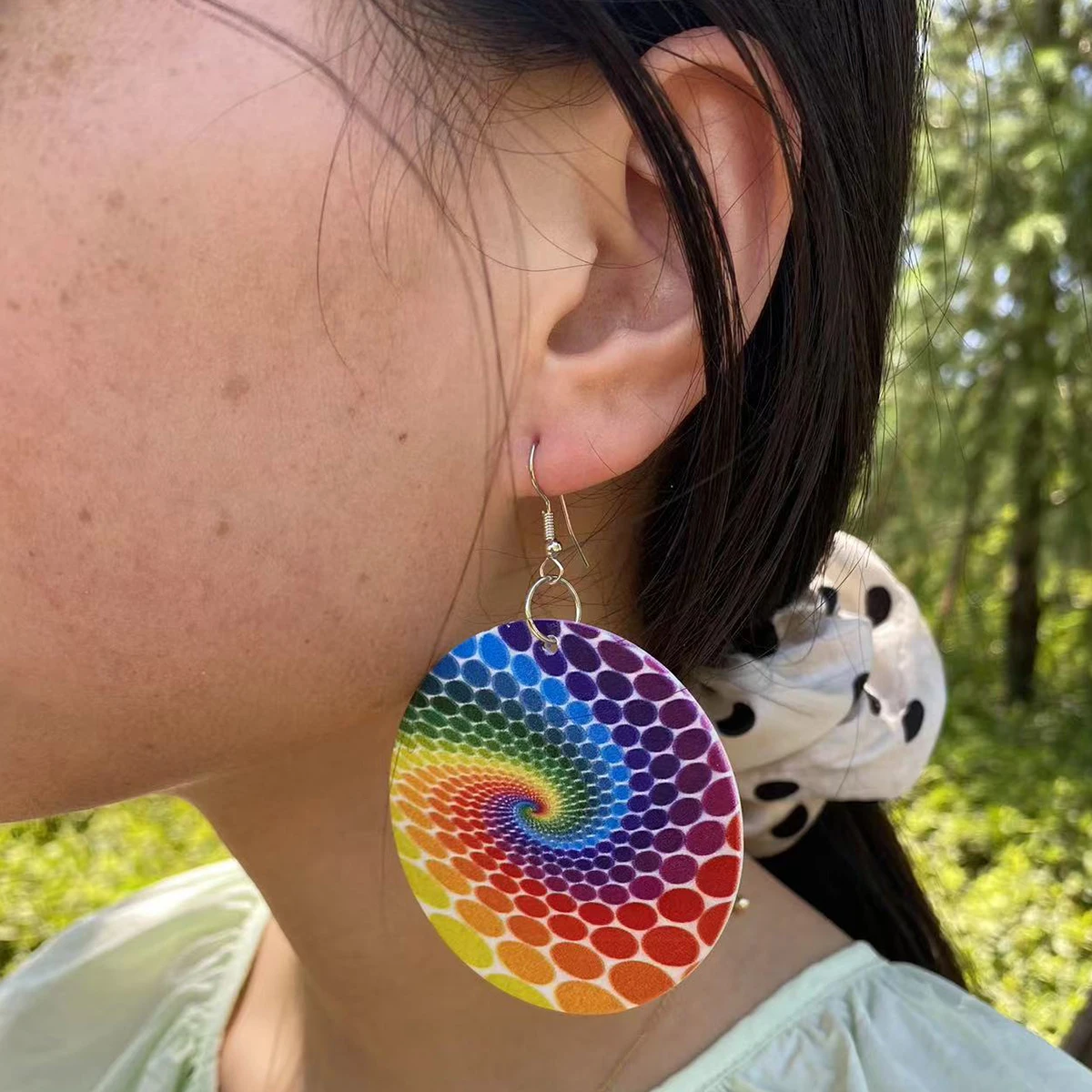 1 Pair Pack Abstract Colorful Round Wooden Rainbow Color Focus Puzzle