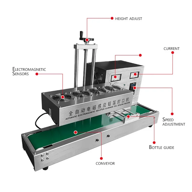 

15-120mm Electromagnetic Continuous Heat Induction Sealer Plastic Bottle Aluminum Foil Film Sealing Machine