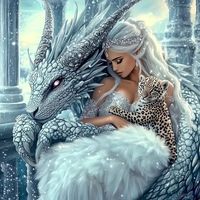 SDOYUNO DIY Full Diamond Paintings Fantasy Aniamls Cross Stitch Kits Dragon And Girl Mosaic Diamond Embroider Sale home decor