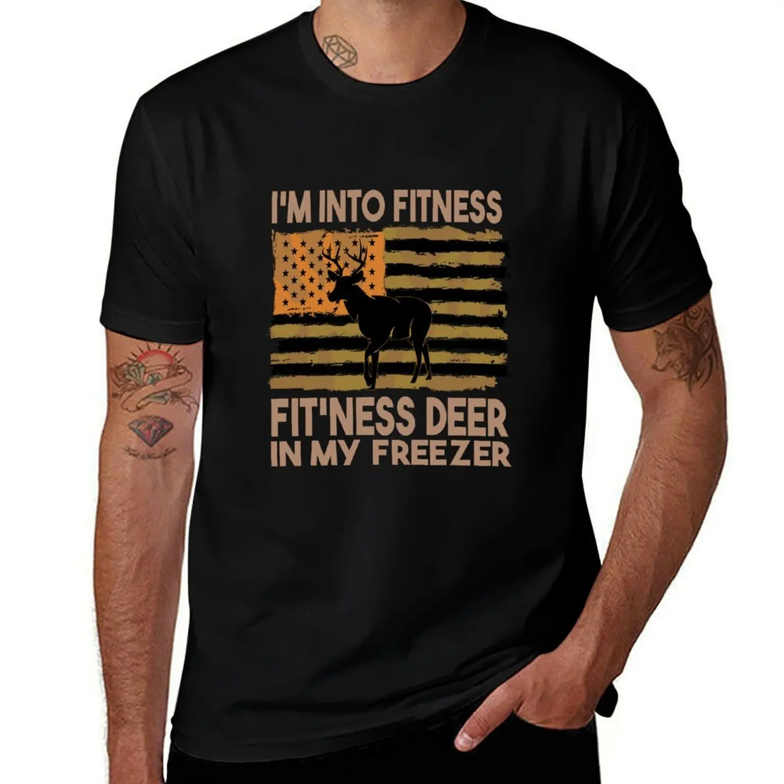 

i'm into fitness fit'ness deer in my freezer T-Shirt Casual Streetwear Short Sleeve Tee