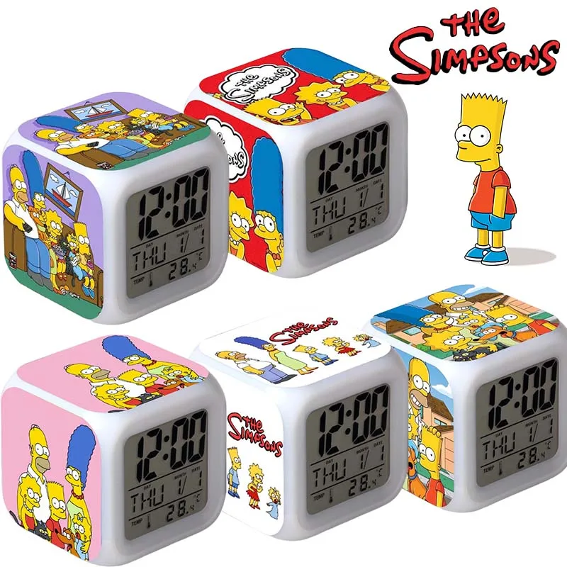 Simpsons Homer Alarm Clock Digital LCD Alarm Clock with Calendar Thermometer Portable Alarm Clock Desktop Decorations Gifts New