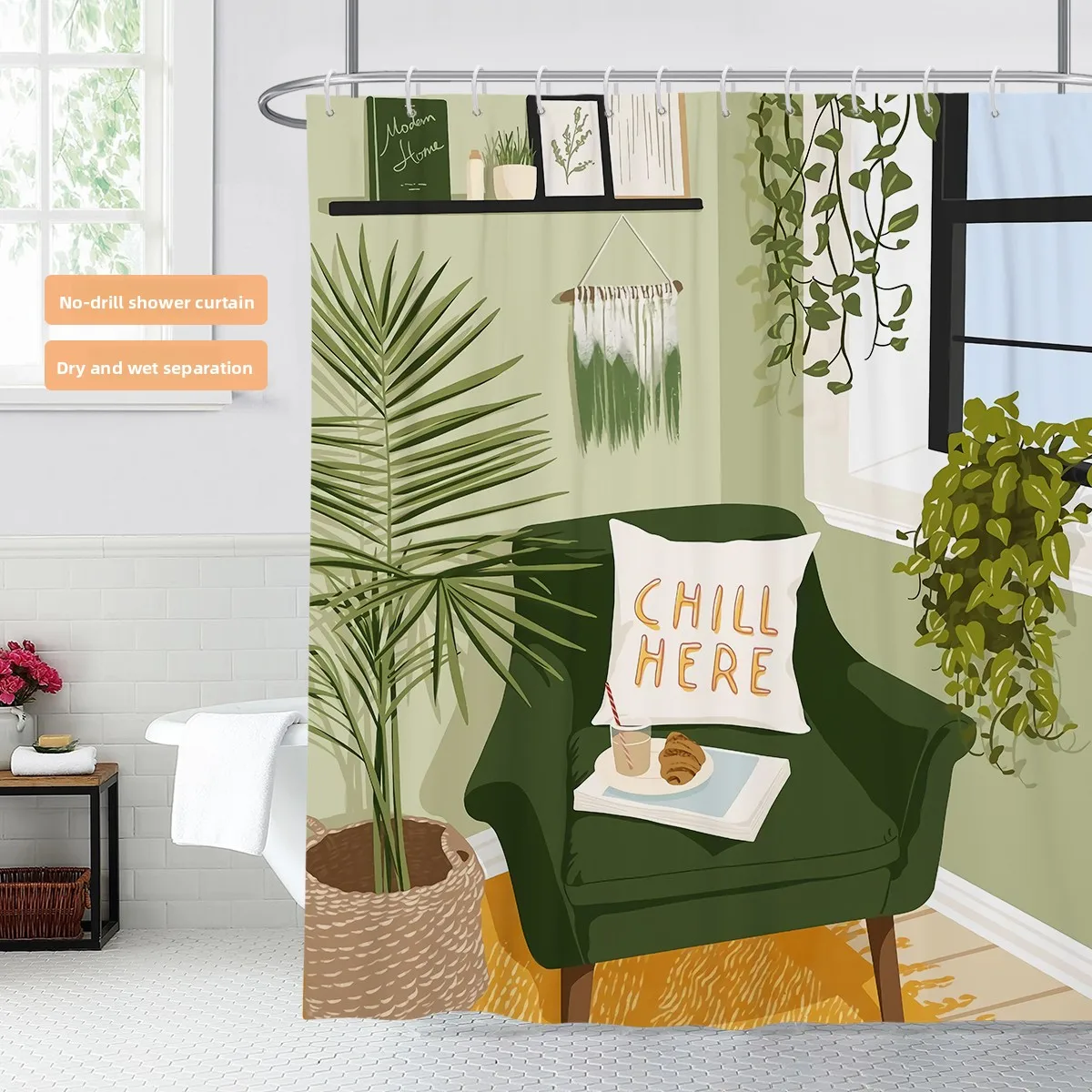 

Скандинавская шторка для ванной из полиэстера, современная, простая, с уникальным дизайном, для разделения пространства в спальне, защита от плесени