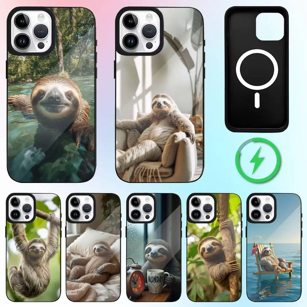 

Animal Funny Sloth Cute Phone Case For iPhone17,16,15,14,13,12,11 Plus,Pro Max Magnetic Magsafe Wireless Charging