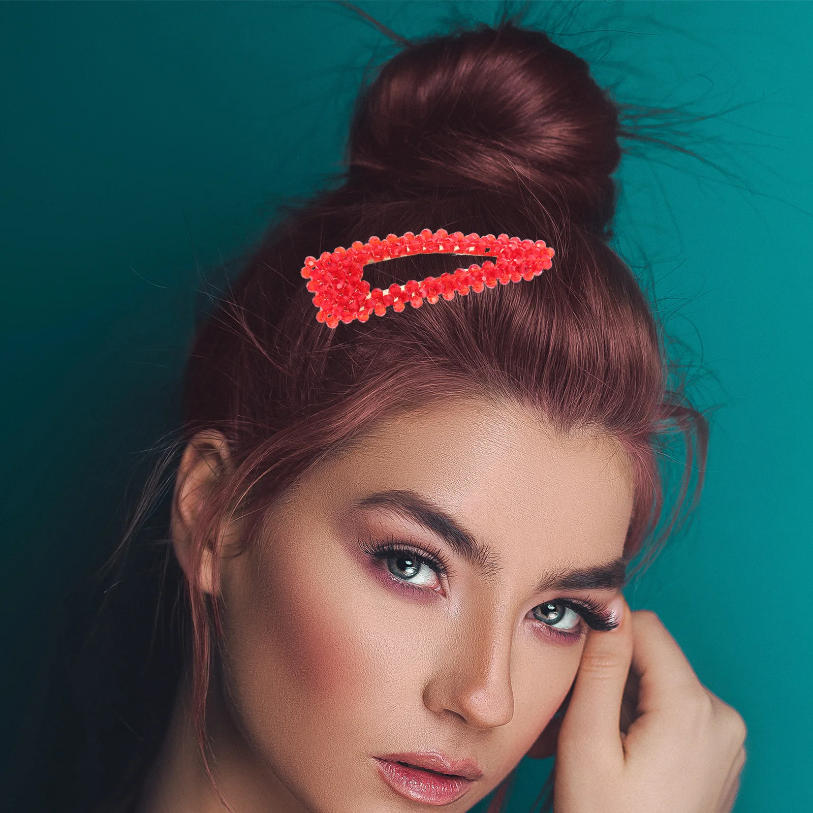 

2 Pcs Clip Daily Life Hair Pearl Pin Red Barrette Large for Different Occasions Barrettes Women Party Water Drop