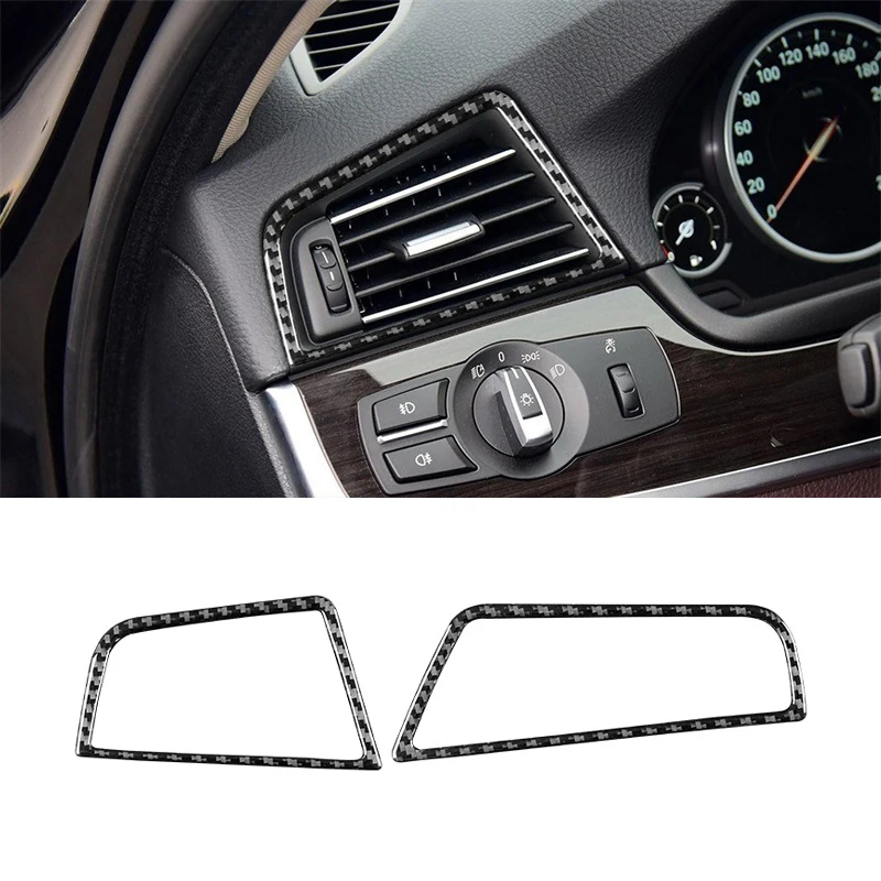 

2pcs Car Air Outlet Air Conditioning Cover Sticker Carbon Fiber Trim Decorative Accessories For BMW 5 Series F10 2011-2017