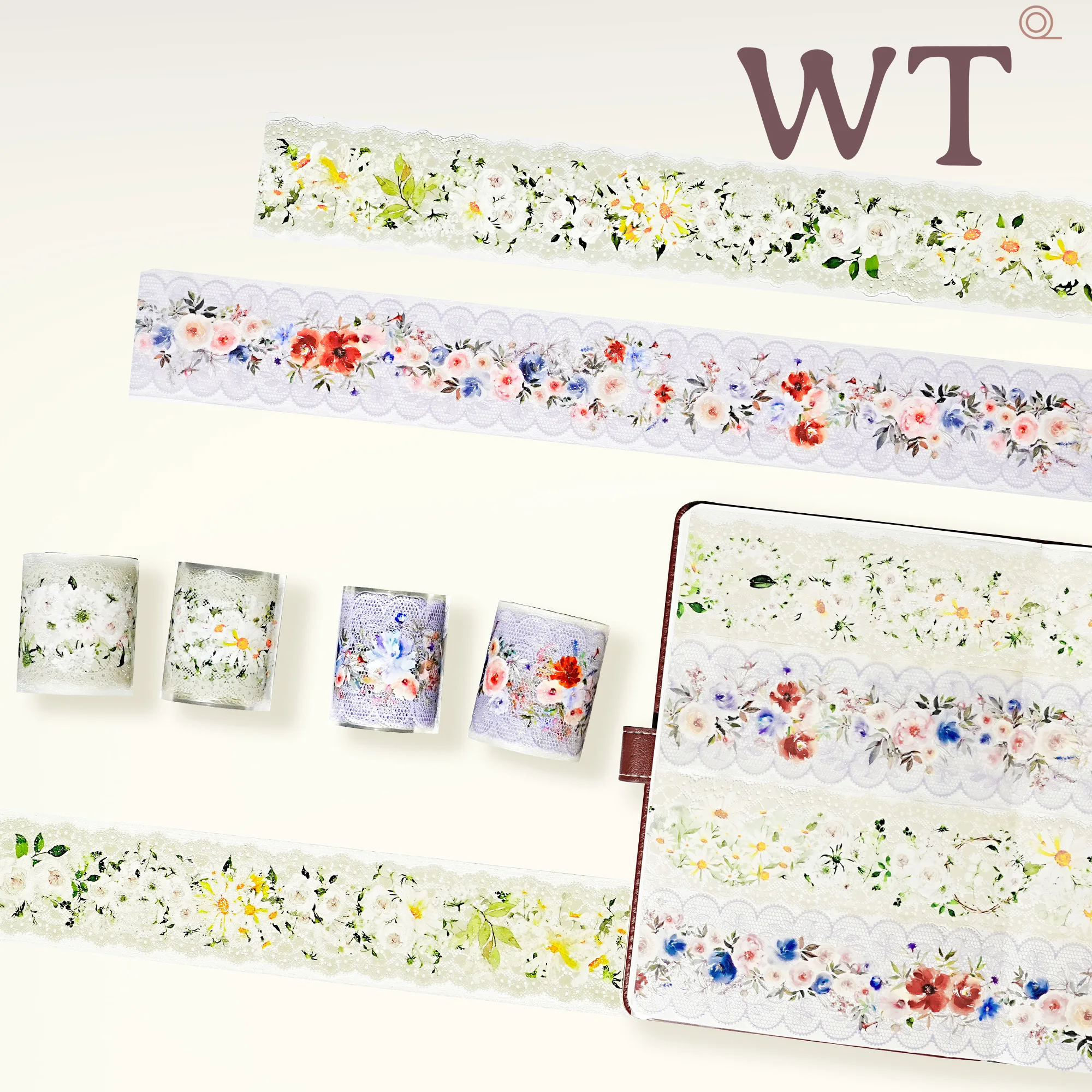 

WT Washi Pet Tape Кружевная садовая пряжа Тканый бутон цветка Нерегулярная высеченная кружевная лента для журналов Blogger Same Style INS