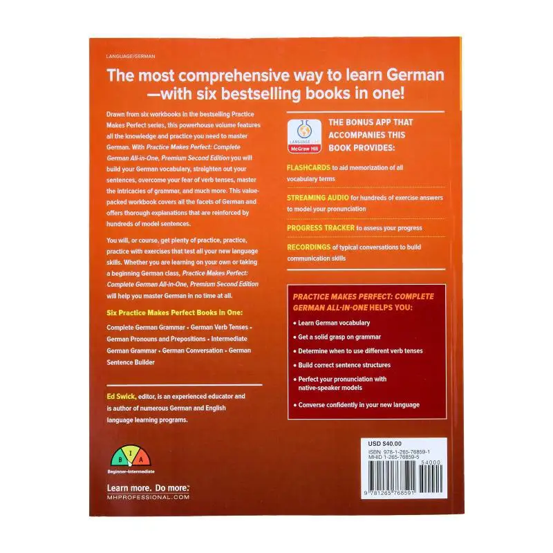 Practice Makes Perfect Complete German AllinOne Premium Second Edition Ed Swick McGrawHill 9781265768591 Book