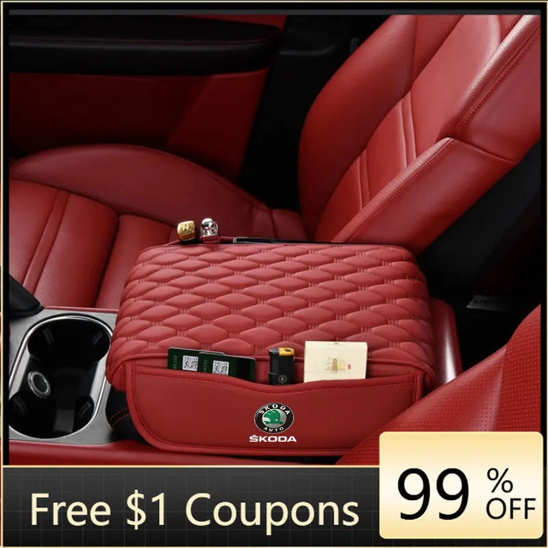 

Наклейка на автомобиль, коврик для подлокотника, водонепроницаемый, нескользящий, для хранения вещей, для Skoda Octavia 2, A7, A5, Rapid, Fabia, Yeti, Superb, Scala, AC