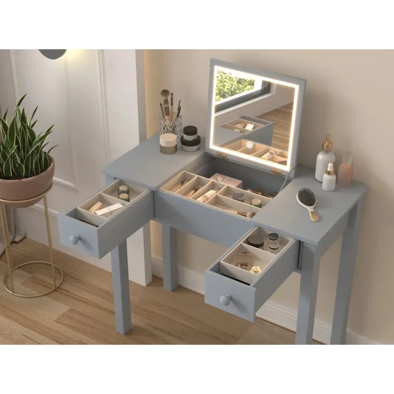 ماكياج الغرور مكتب مضيئة ماكياج خلع الملابس الجدول مع البراز حقيبة كتف خمر الأثاث الغرور للنساء أدوات الزينة اللباس