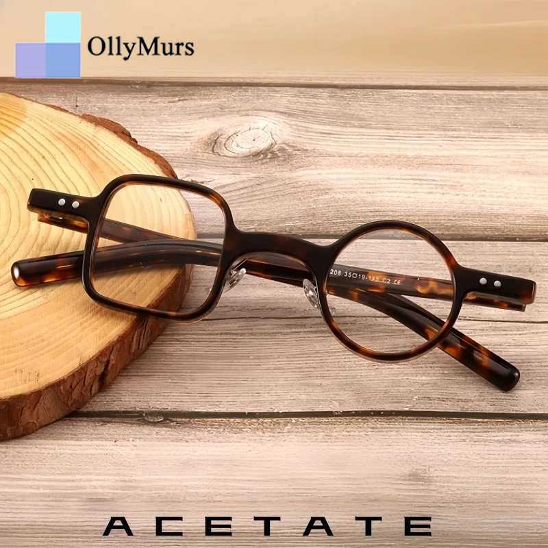

OLLYMURS квадратные круглые очки для мужчин и женщин, индивидуальная тенденция, роскошная ацетатная оптическая оправа для очков по рецепту 98208