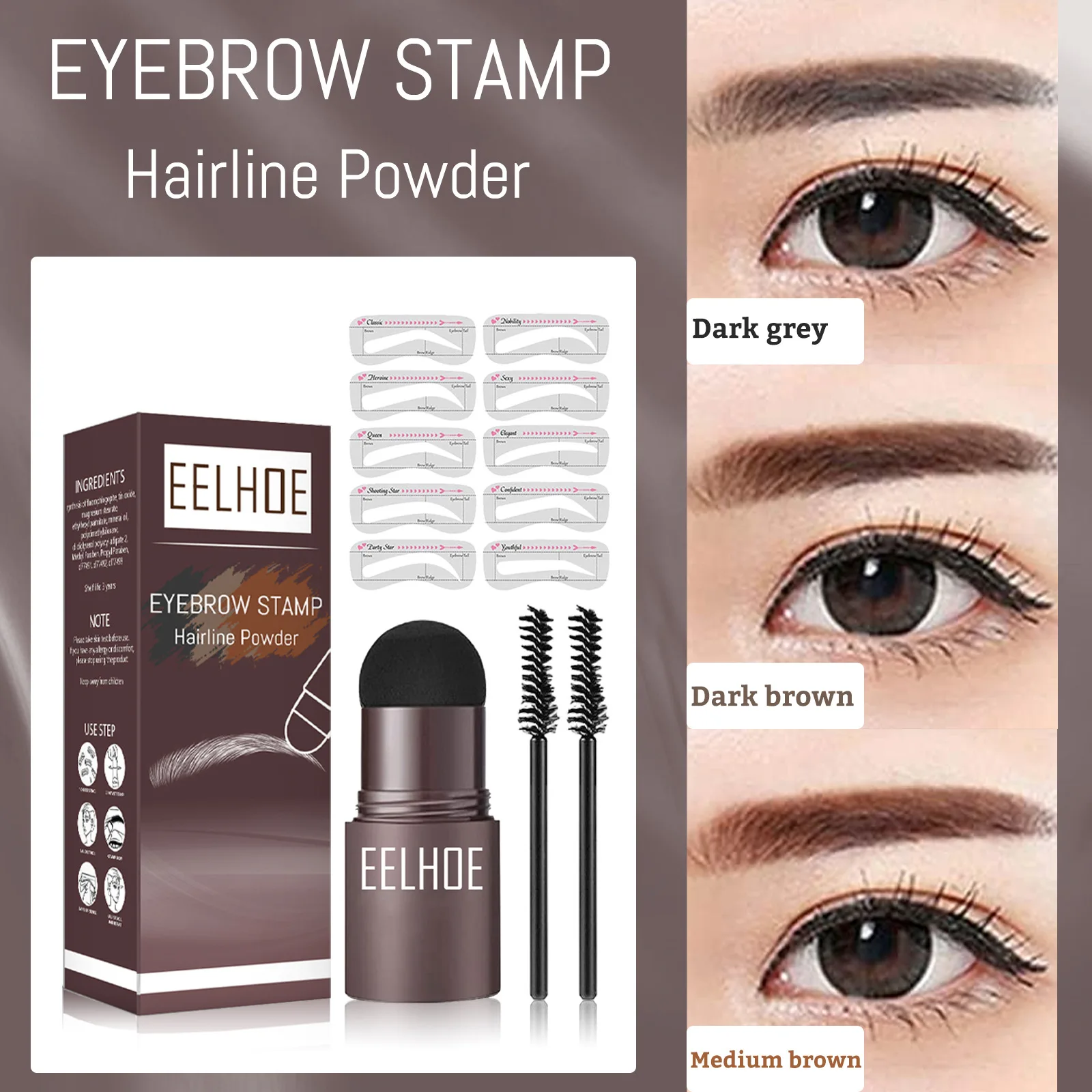 1pcs  Professional Eye Brow One Step Eyebrow Stamp Shaping Kit Set Gel Stamp Makeup Kit Magic Eyebrow Stencils Eyebrow Brushes