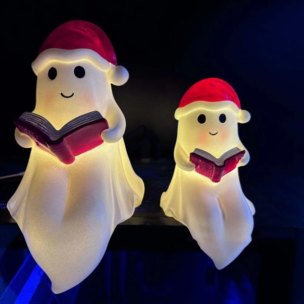 Illuminated Ghost Reading Lamp Button Cells Battery Operated Warm Glow Christmas Ghost Light Hand Painted Compact