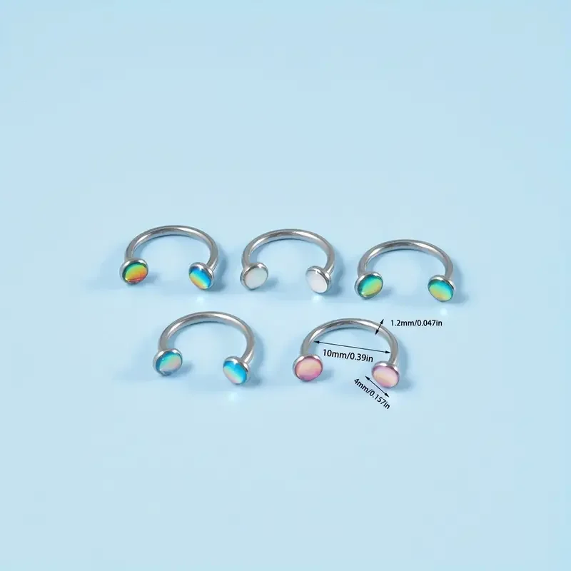 1PC Stainless Steel 16G Flash Gem Horseshoe Barbell Bling Ear Tragus Cartilage Helix Barbell Ring Snug Daith Piercing Jewelry