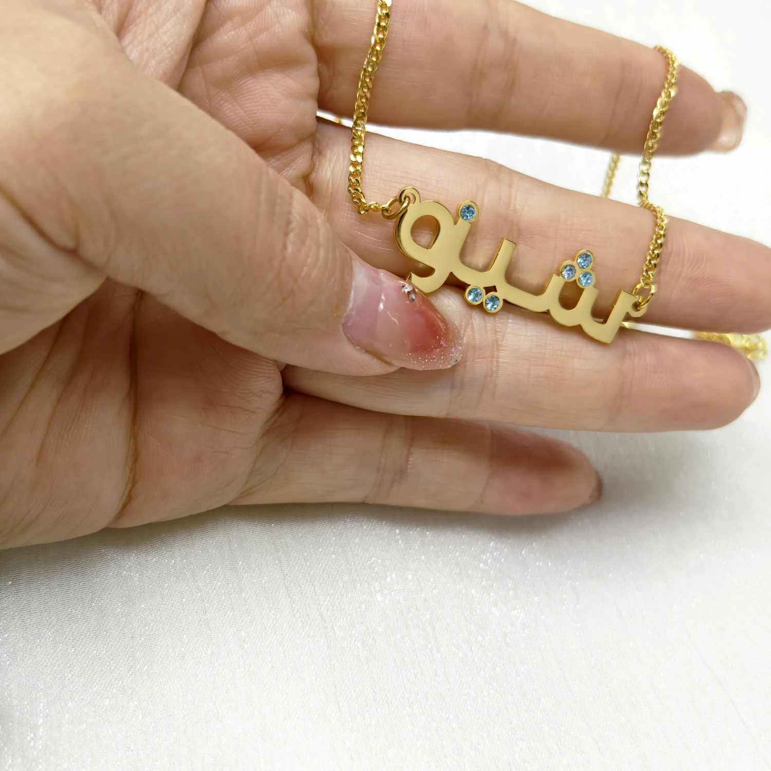 

MYDIY Arabic Name Necklace Personalized Islam Necklace Custom Birthstone Calligraphy Necklace Handmade Arabic Jewelry For Women
