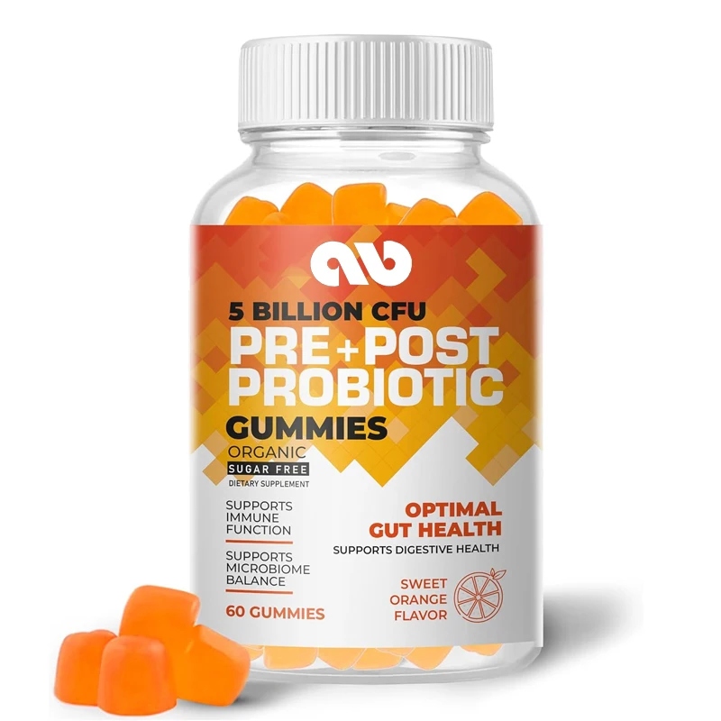 Probiotics and prebiotic gummies, suitable for boys and girls - high potency 5 billion colony units - sugar and gluten free